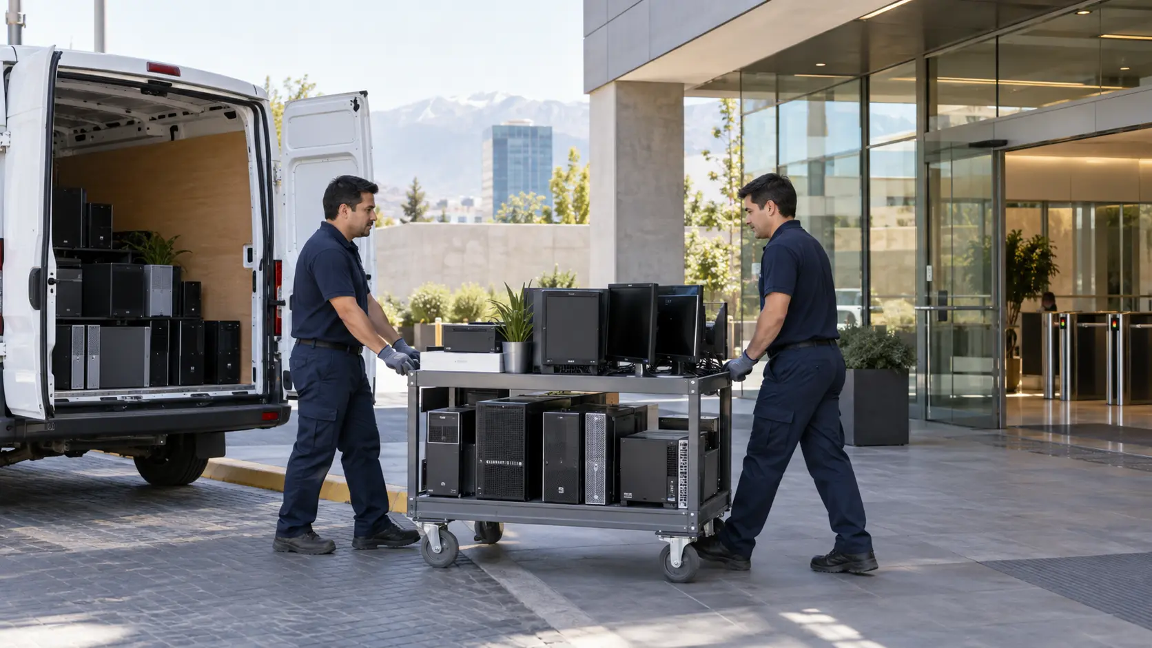 Camión para retiro empresarial de tecnología